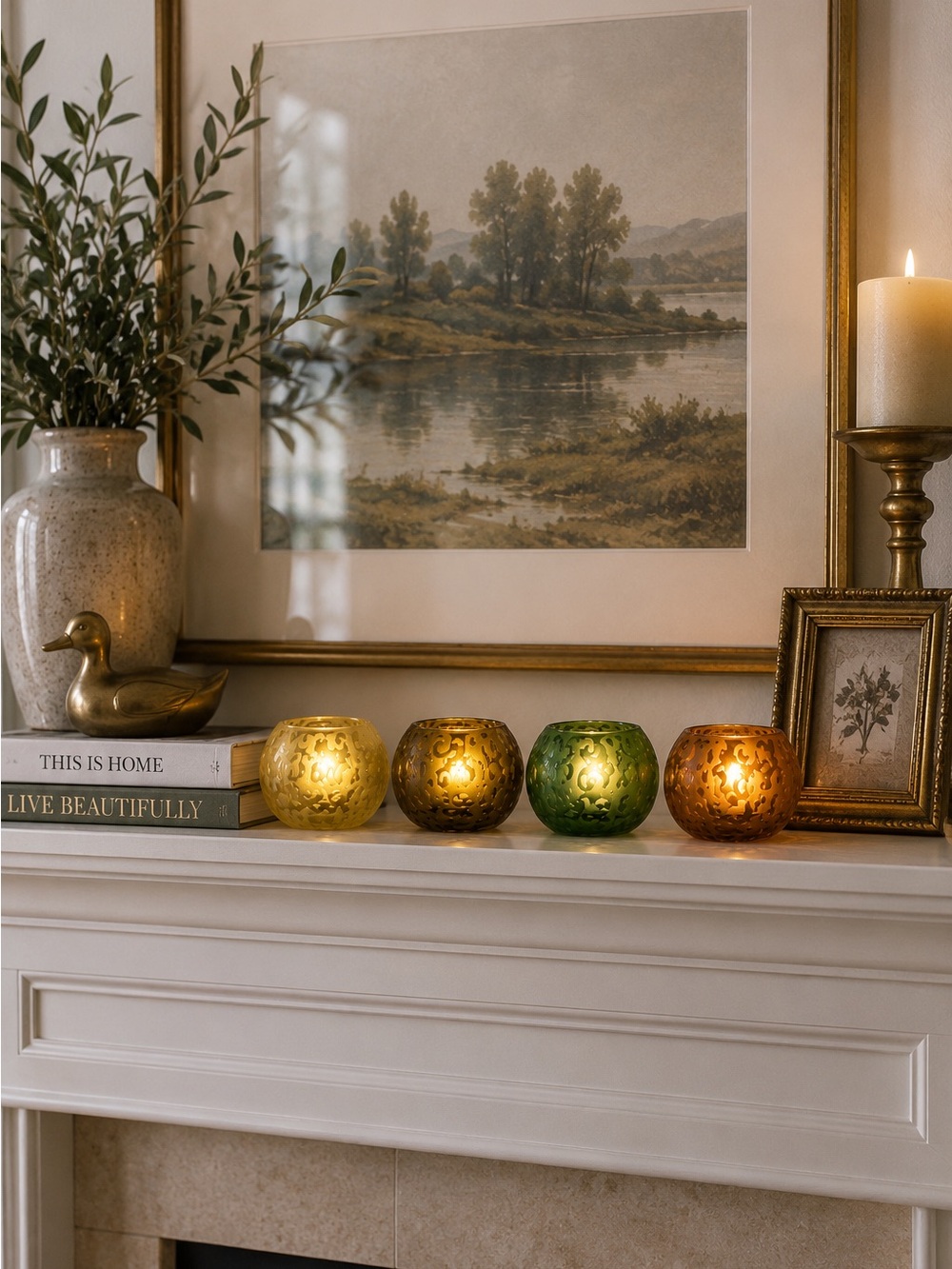 Mikasa Set of 4 Frosted Glass Votive Tealight Candle Holders | Fall Decor